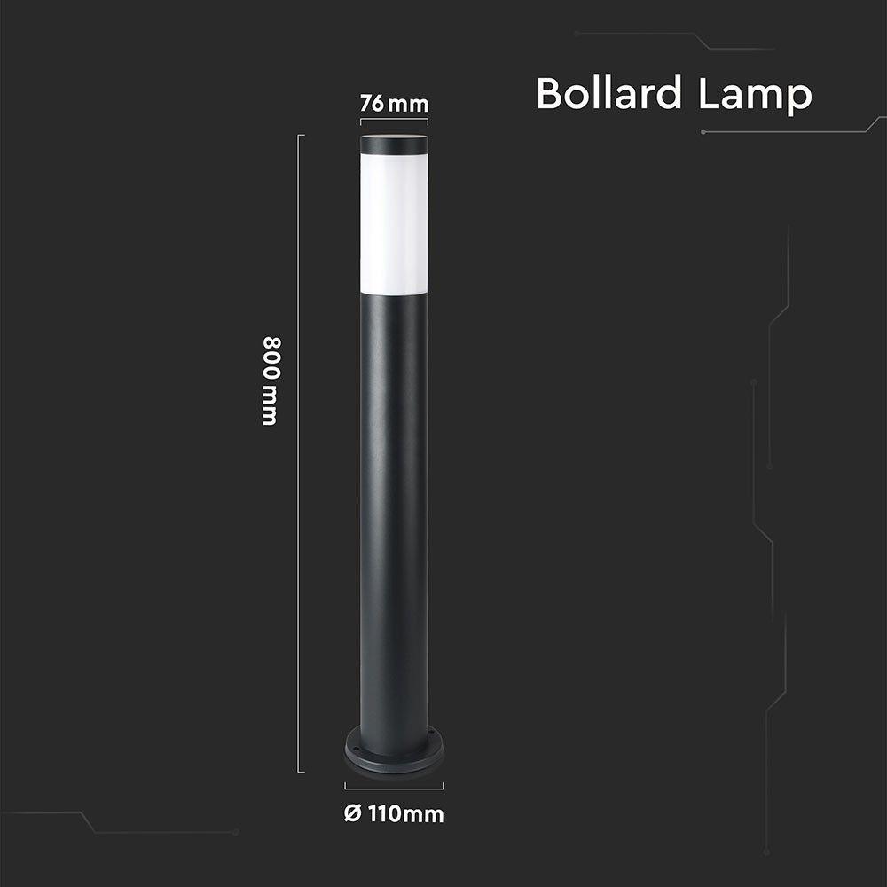 Słupek ogrodowy, Obudowa: Stal nierdzewna, Wysokość: 80cm, Gniazdo: E27, IP44, Kolor: Czarny, VTAC, SKU 8978