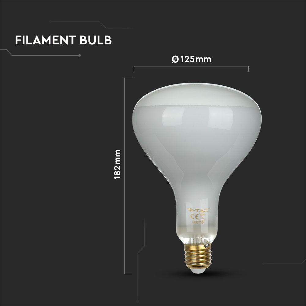 8W Żarówka LED Filament R125, Barwa:2700K, Ściemniana, Trzonek:E27, VTAC, SKU 7466