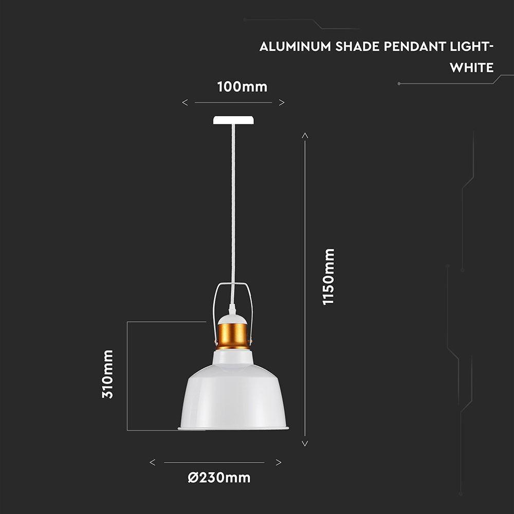 Lampa wisząca, Retro, Klosz: Aluminium, Biały + Złoto, VTAC, SKU 3729