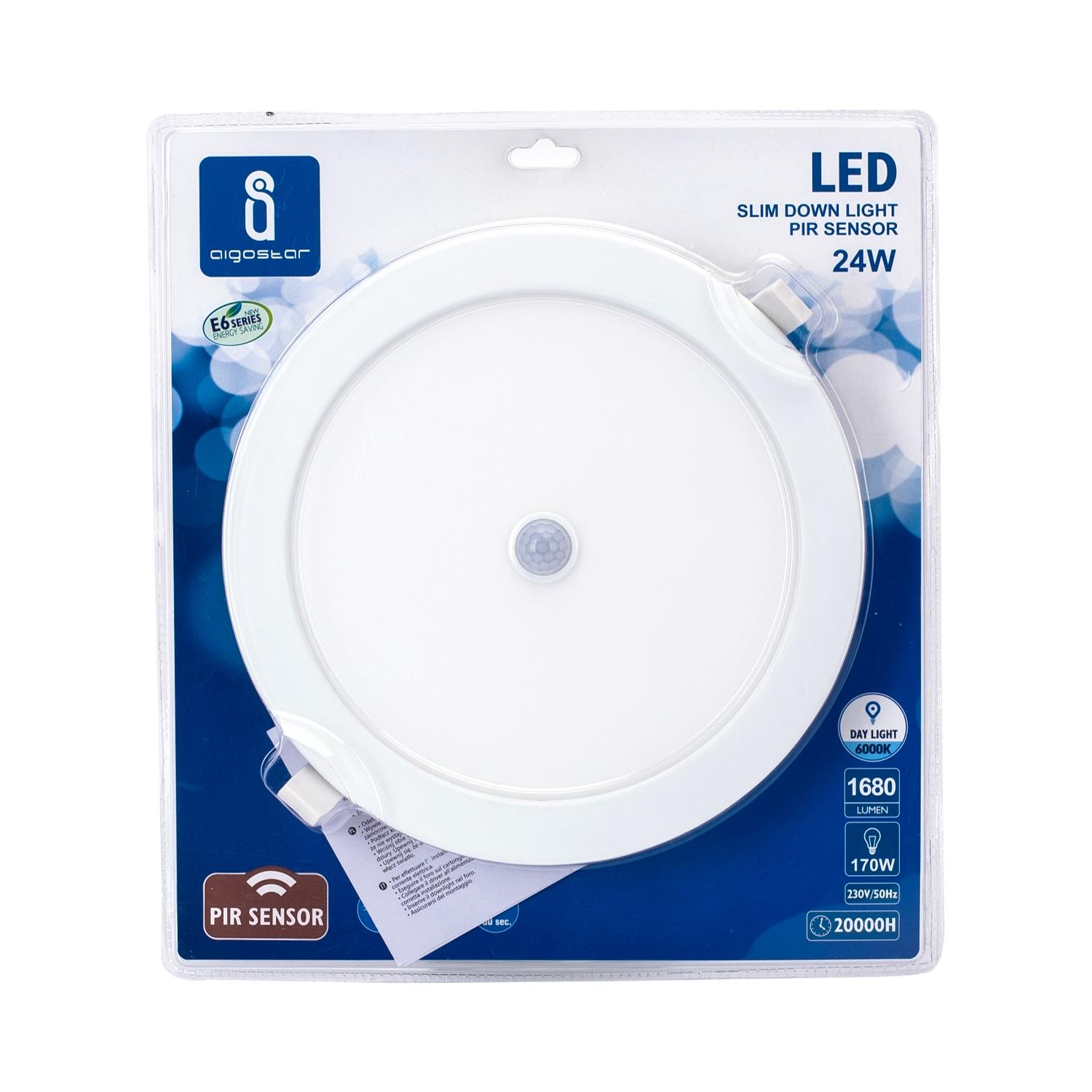 E6 LED  Flush-mounted Round Downlight with Sensor 24W White Light