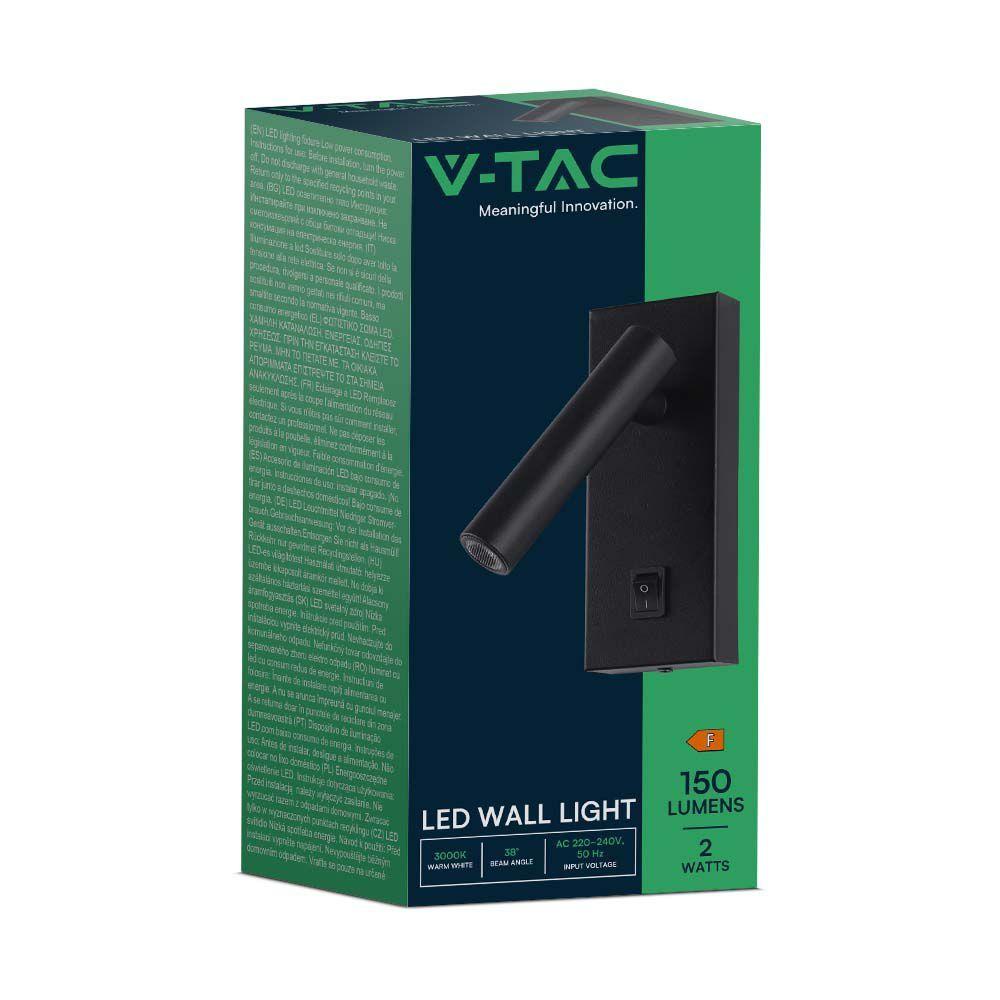 VT-402 2W LED WALL MOUNTED SPOTLIGHT 3000K BLACK BODY