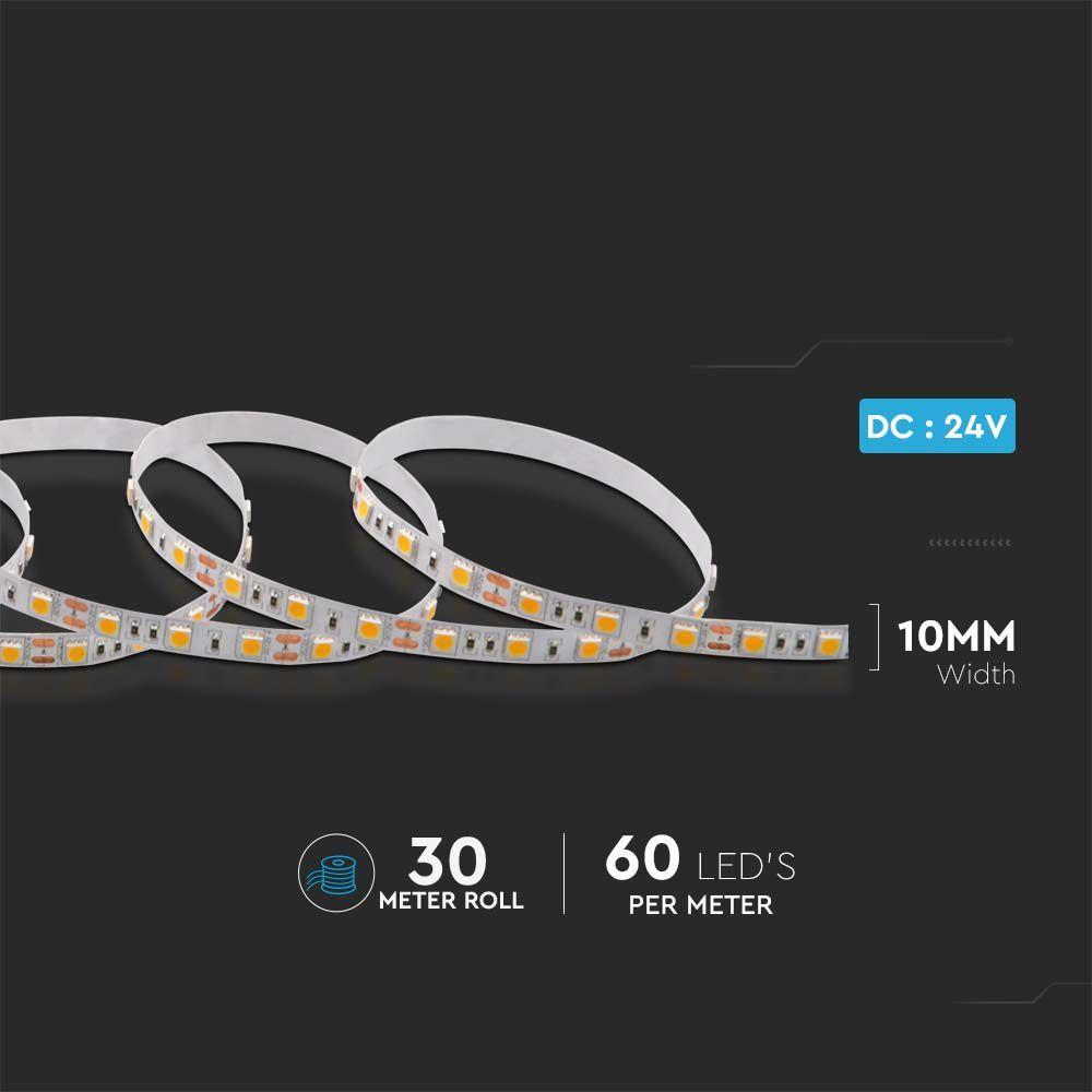 Taśma LED, Barwa:4000K, IP20, Zasilanie: 24V, Wzmocniony podkład PCB, Rolka:30m , VTAC, SKU 6860