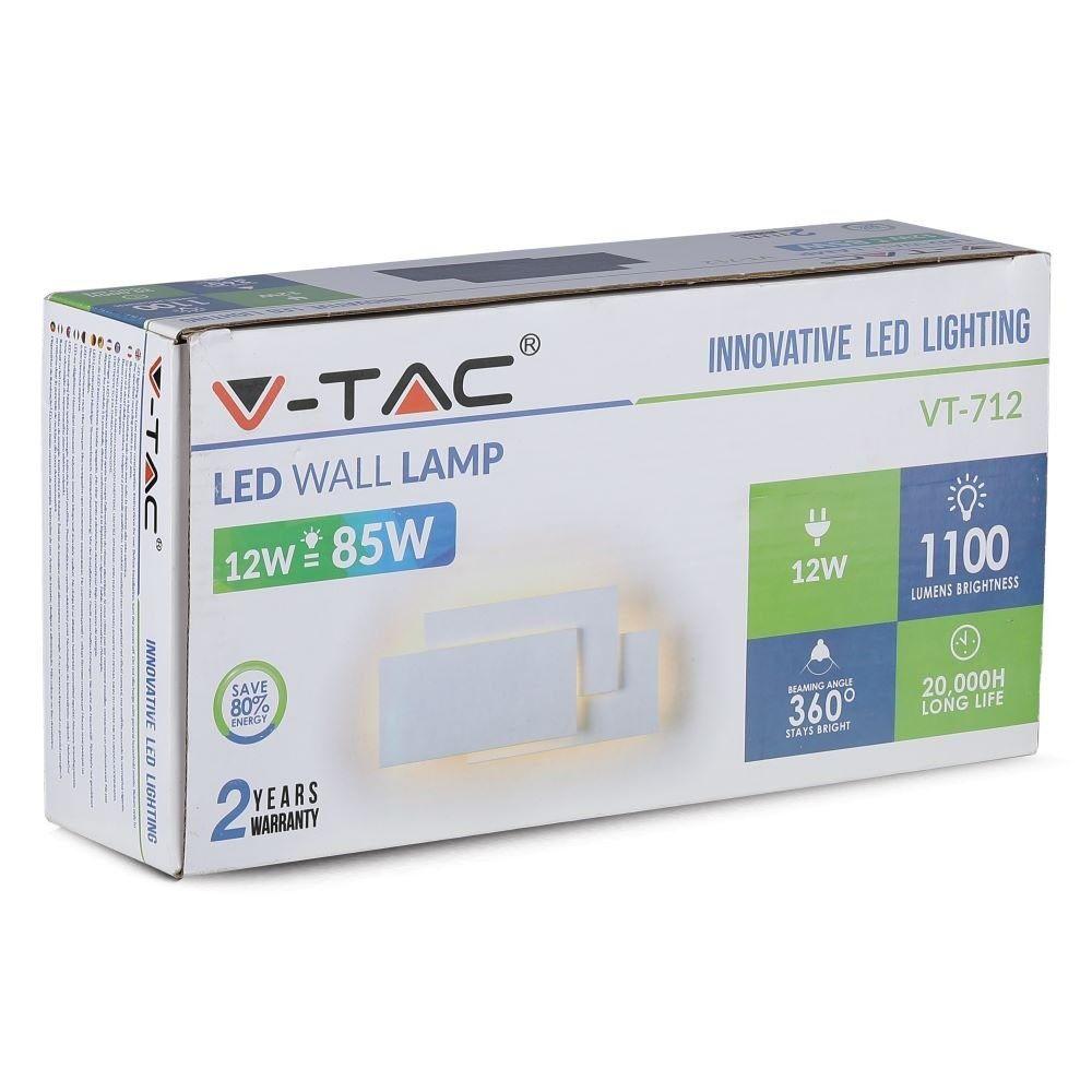 VT-712 12W LED WALL LIGHT 4000K IP20 WHITE BODY