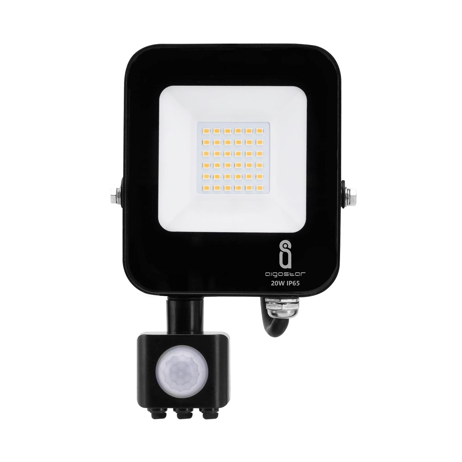 LED Floodlight with Sensor Black 20W