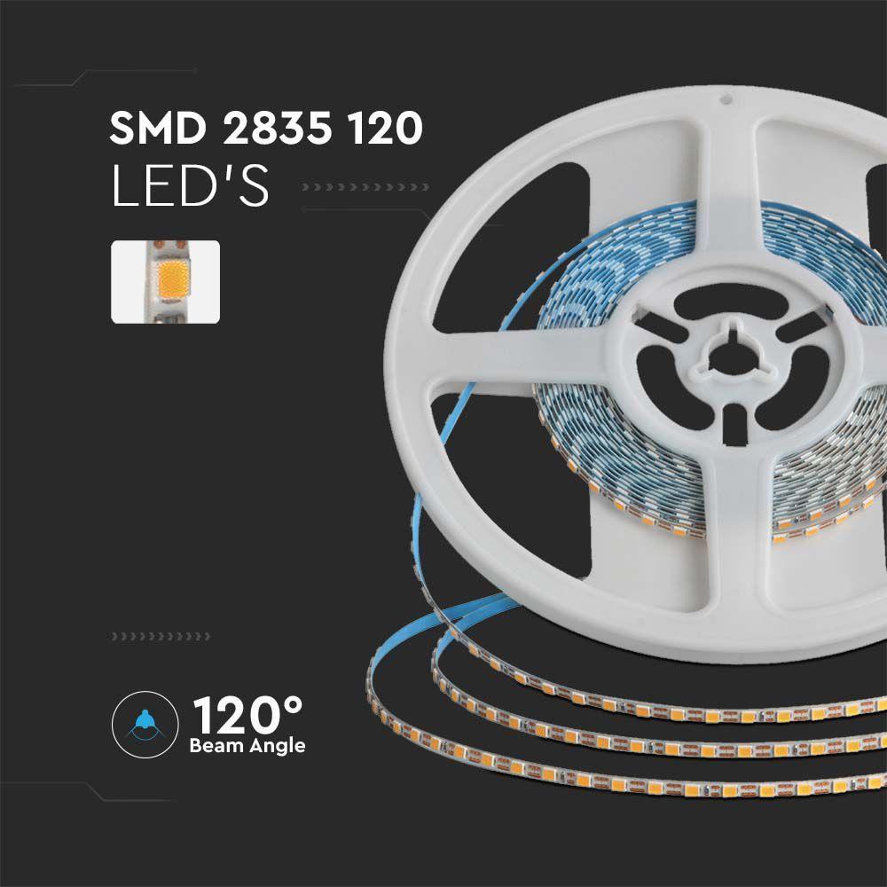 8W Taśma LED podwójne PCB, Barwa:6500K, IP20, Zasilanie: 24V, Rolka:5m, Szerokość: 3mm, VTAC, SKU 23026