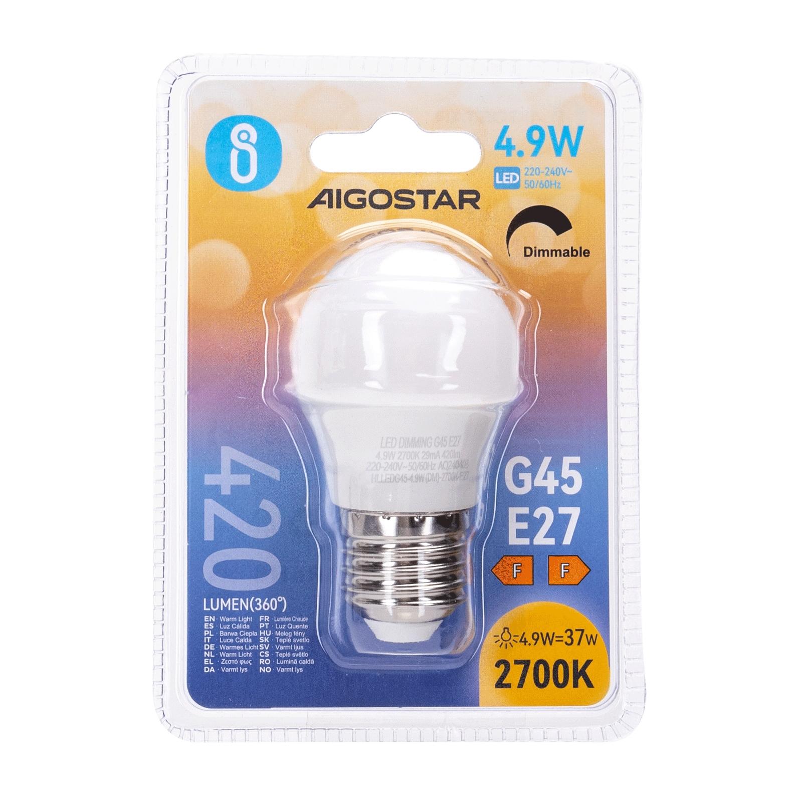 LED dimmable bulb G45 E27 4.9W 2700K