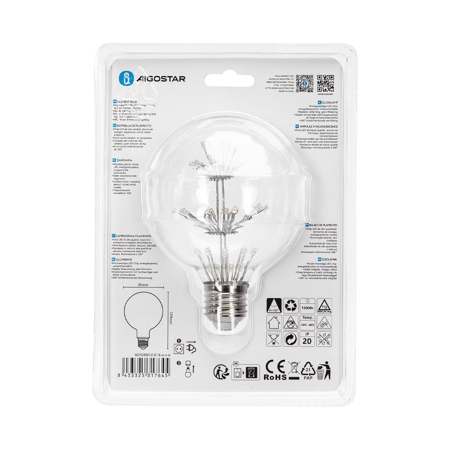 LED starry sky filament bulb G95 E27 1.8W