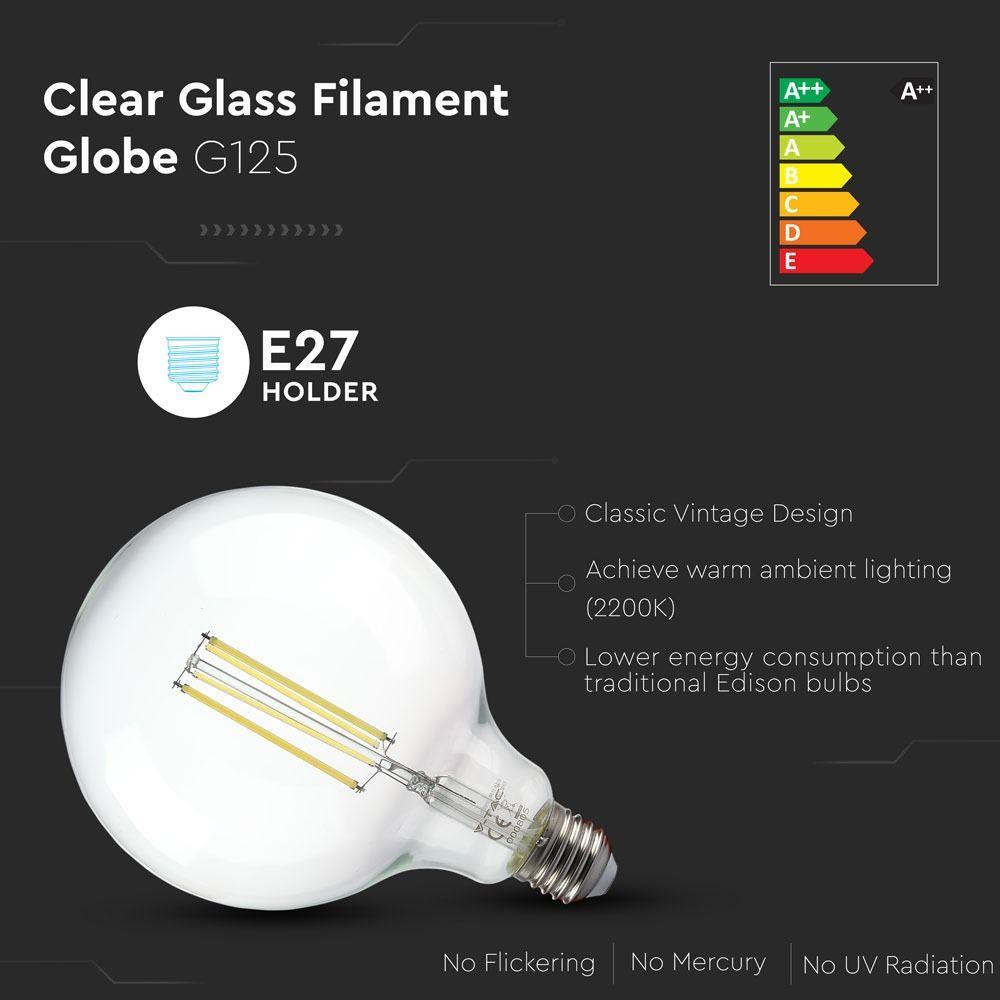 VT-2143 12.5W G125 LED FILAMENT BULB-CLEAR GLASS 3000K E27