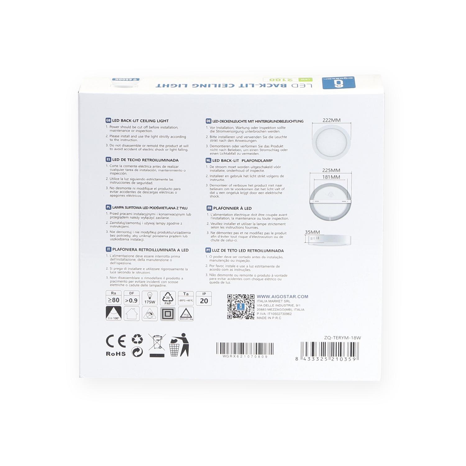 E6 LED  Surface-mounted Round Downlight 18W White Light