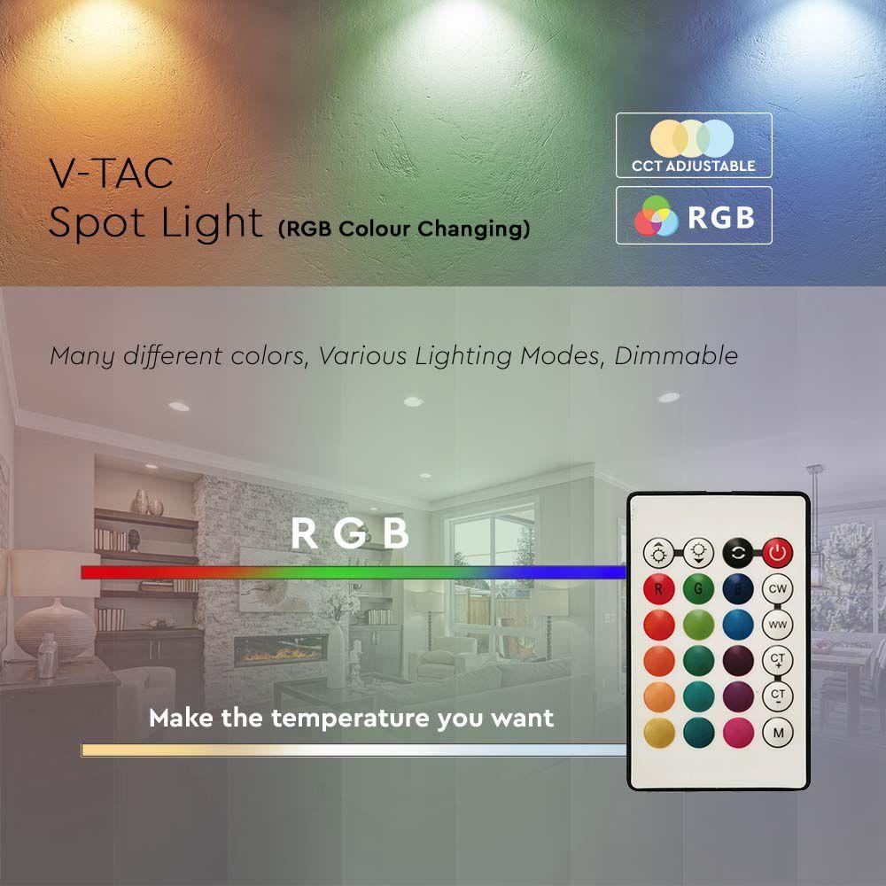 VT-2244 4.8W SMART GU10 PLASTIC SPOTLIGHT RF CONTROL 24 BUTTONS RGB+3000K DIMMABLE