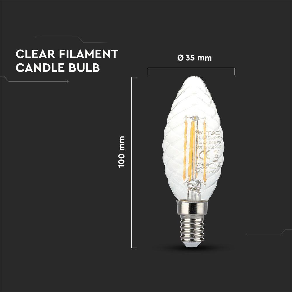 VT-1985 4W TWIST CANDLE FILAMENT BULB WITH TWIST 2700K E14