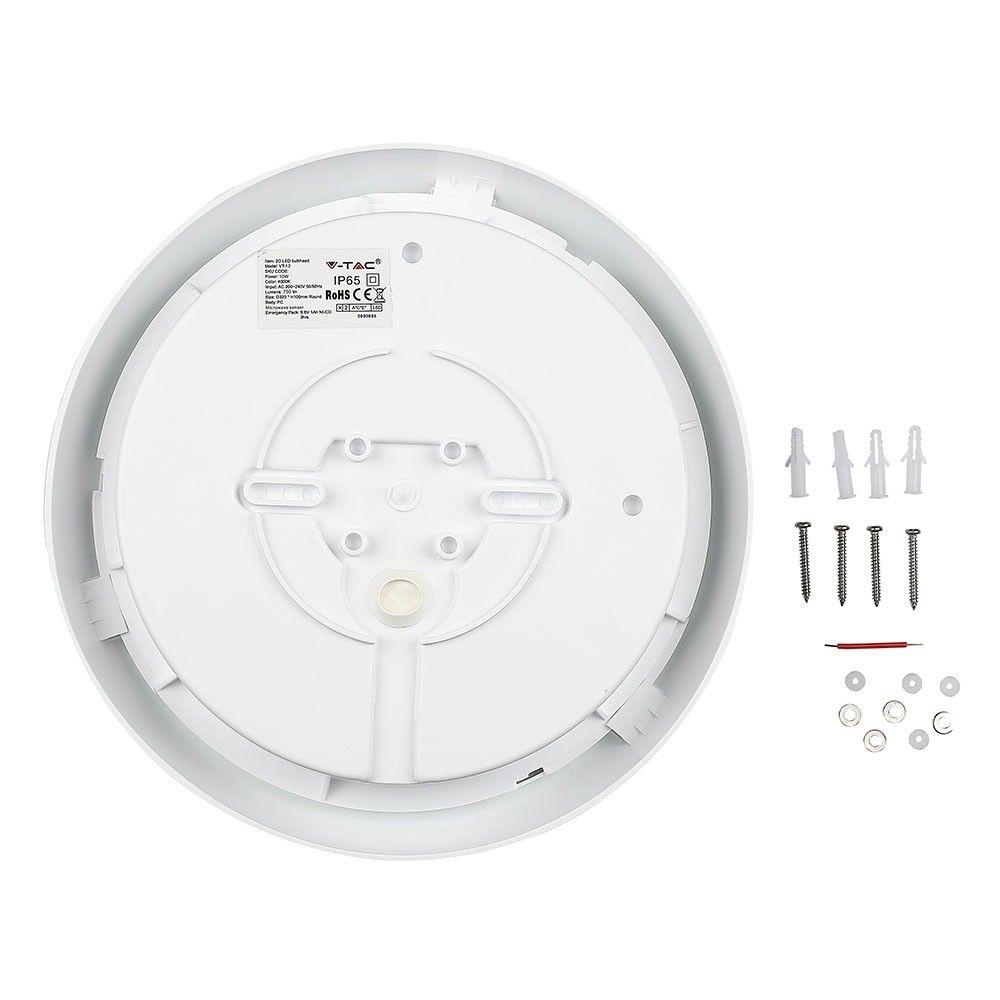 VT-12 10W FULL ROUND DOME LIGHT(EMERGENCY BATTERY+SENSOR) SAMSUNG CHIP 4000K