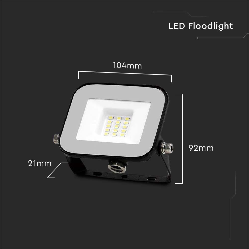 VT-44010 10W FLOODLIGHT SAMSUNG CHIP 3000K BLACK BODY GREY GLASS