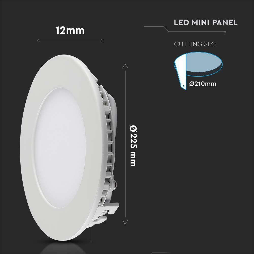 18W Panel LED, Barwa:4000K, Okrągła, VTAC, SKU 214861