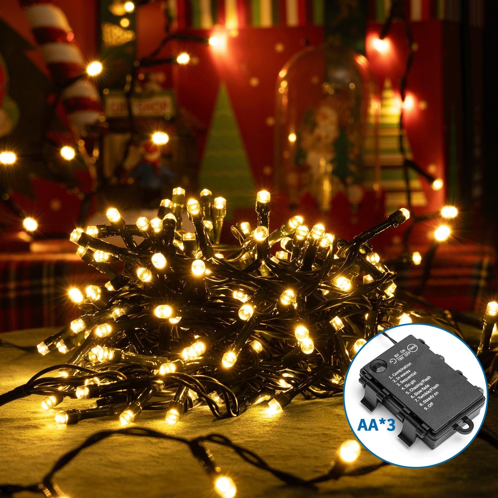 3AA battery flat string lights, warm white, 15m