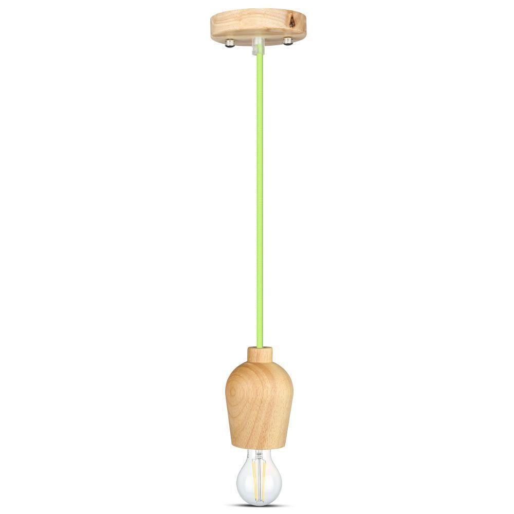 VT-7778 E27 WOODEN PENDANT LIGHT -GREEN WIRE