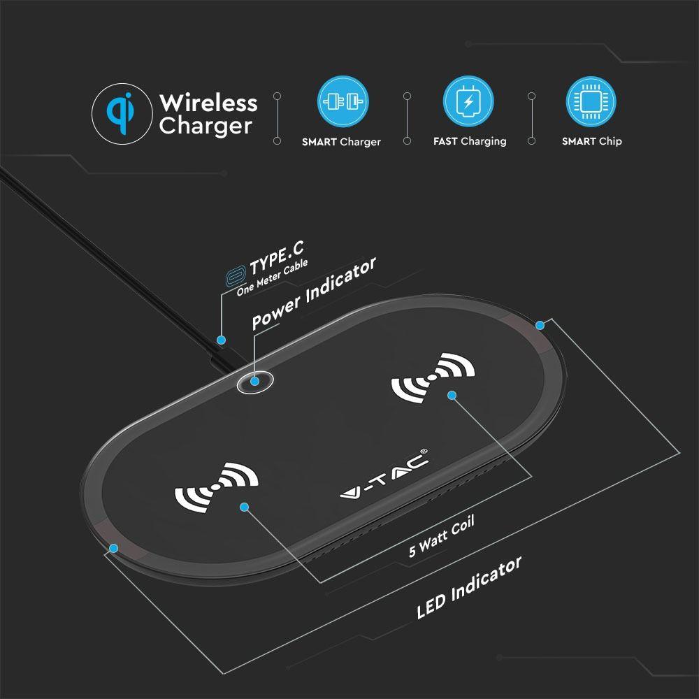 VT-1213 10W WIRELESS CHARGING PAD-BLACK+BLACK