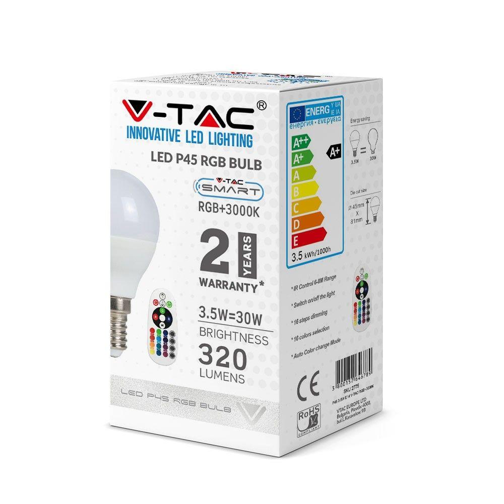 VT-2234 3.5W P45 LED BULB (RF CONTROL - DIMMABLE) RGB+4000K DIMMABLE E14