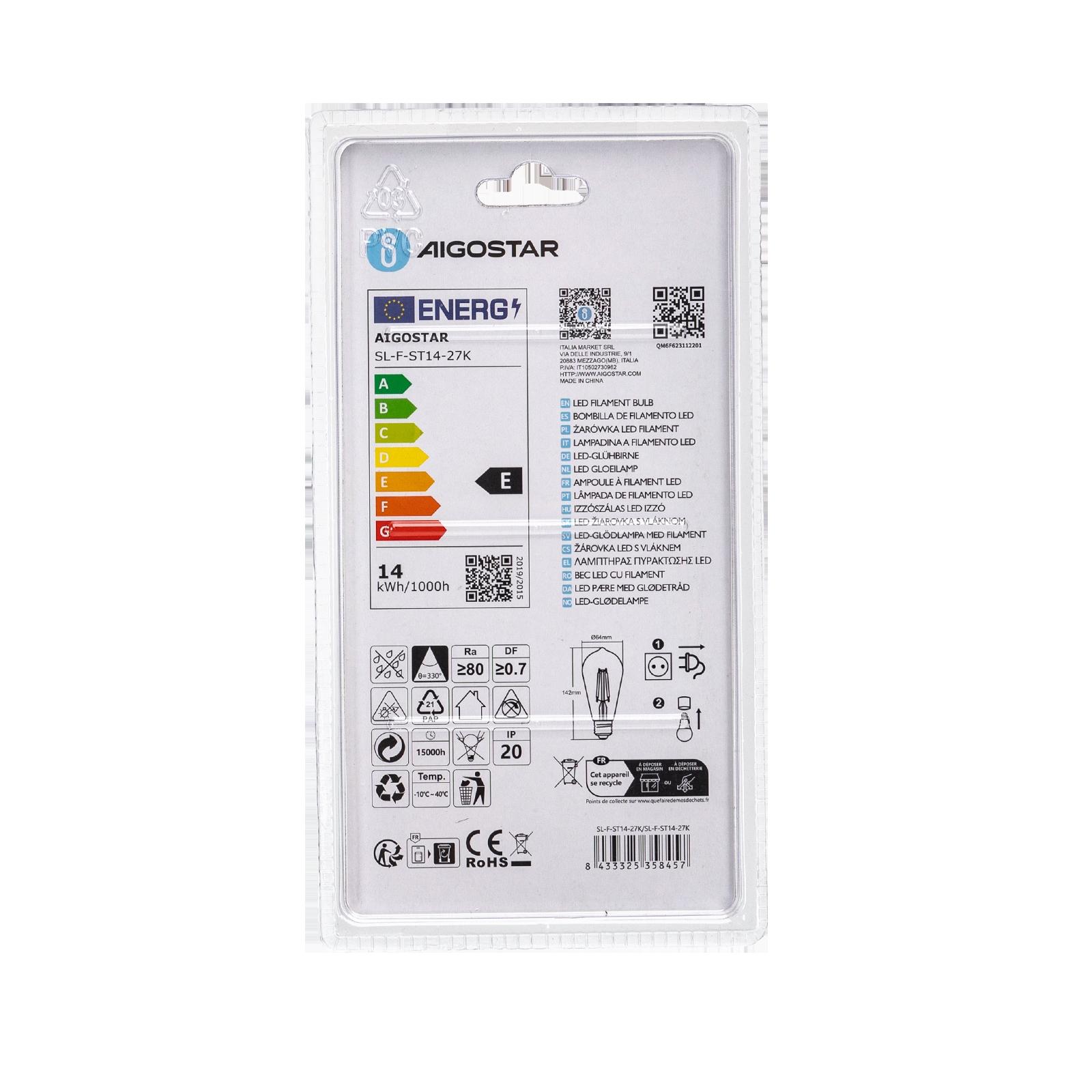 LED Filament Bulb (Clear) ST64 E27 14W