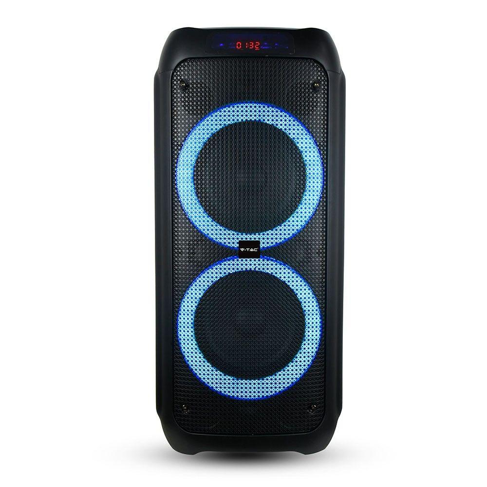 40W Przenośny głośnik karaoke bluetooth, gniazdo USB, slot na kartę micro SD/gniazdo AUX/Mikrofon/Podświetlenie LED, VTAC, SKU 8980