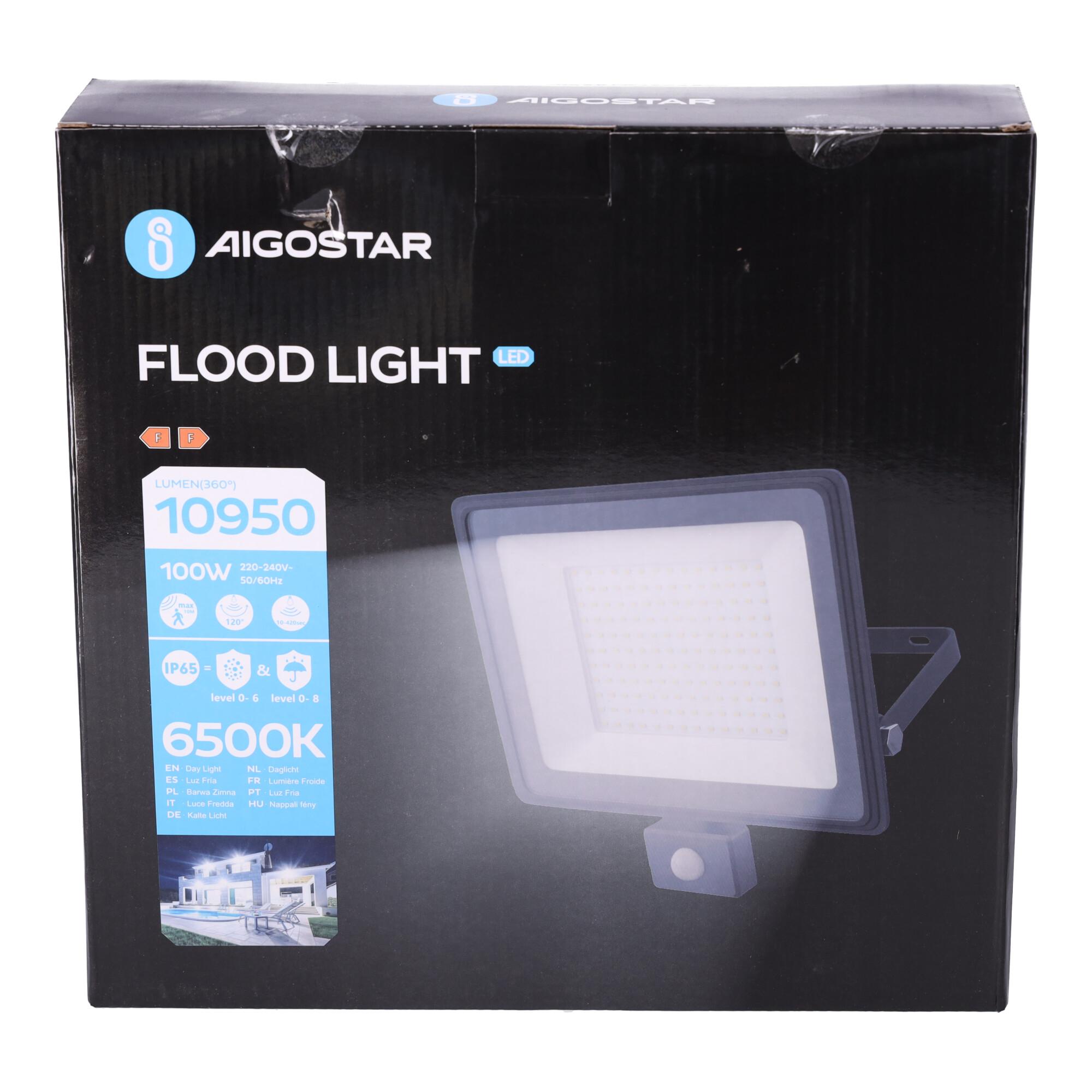 LED Slim Floodlight with Sensor Black 100W (Die-casting)