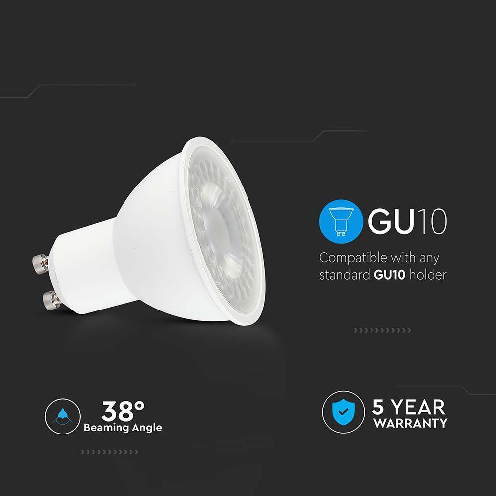 4.5W GU10 Żarówka LED, Chip SAMSUNG, Barwa:3000K, Trzonek:GU10, VTAC, SKU 21108