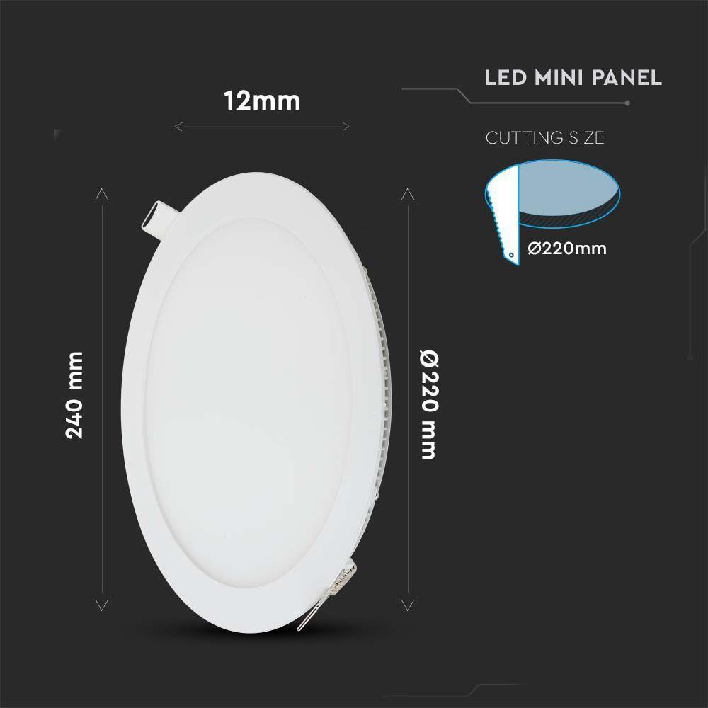 22W Panel LED , Barwa:4000K, Okrągła, VTAC, SKU 216423