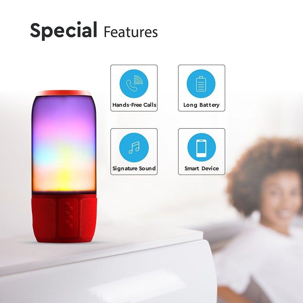 VT-6211 2*3W LED LIGHT BLUETOOTH SPEAKER WITH USB & TF CARD SLOT-RED