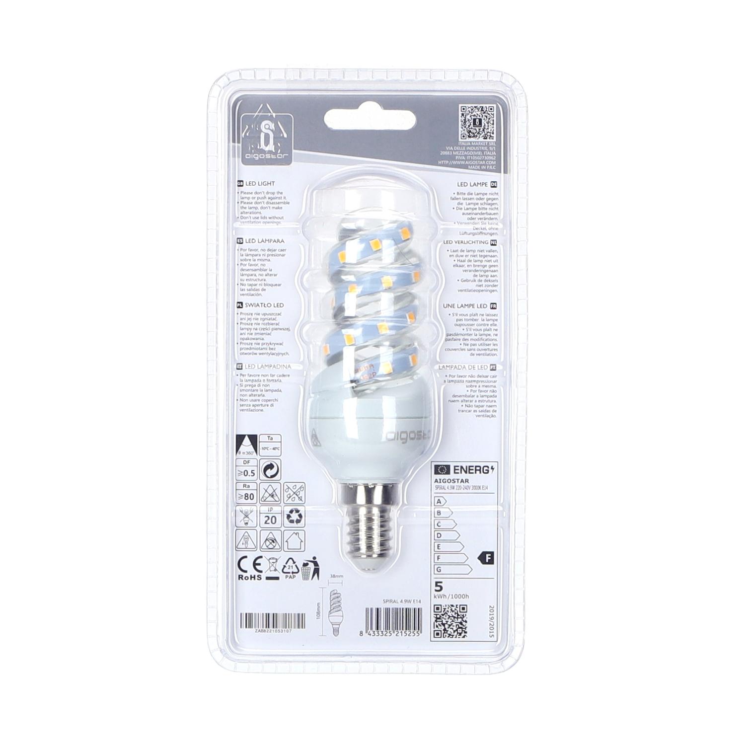 LED E14 4.9W Spiral tube