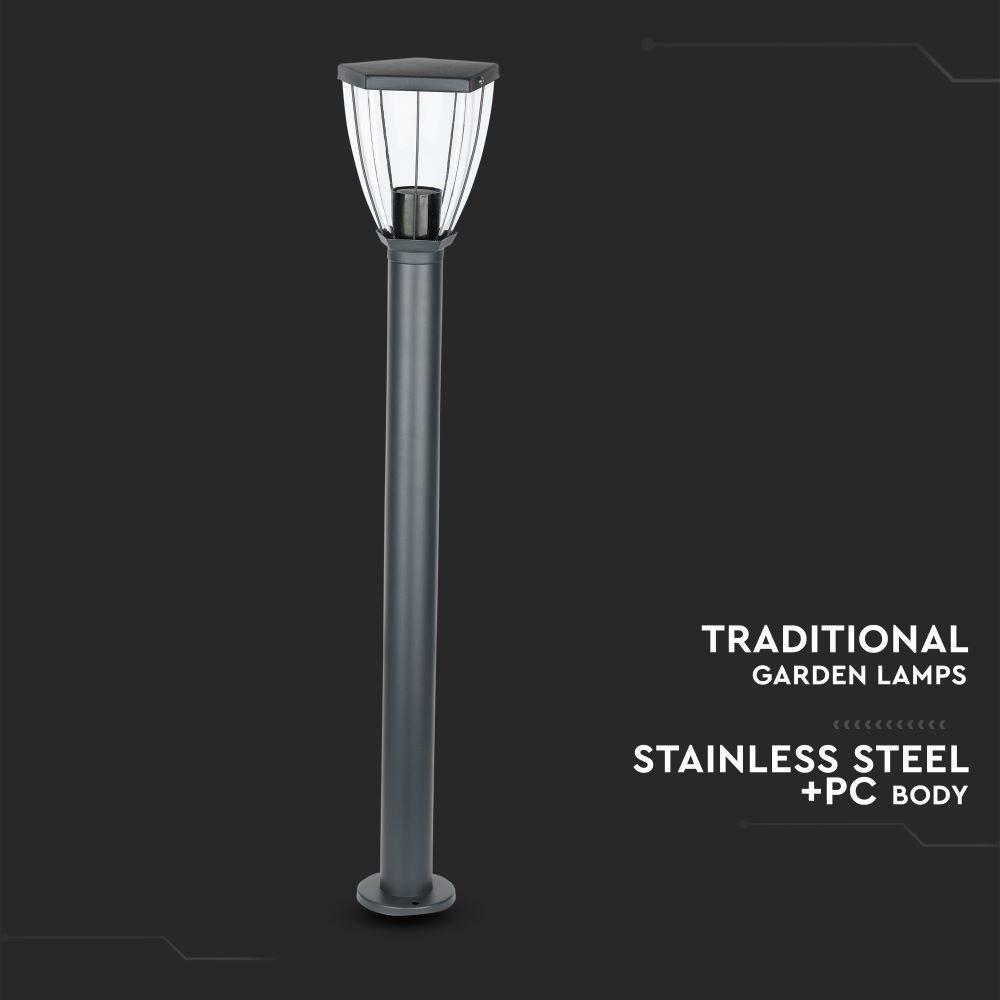 VT-839 E27 BOLLARD LAMP WITH CLEAR COVER-BLACK