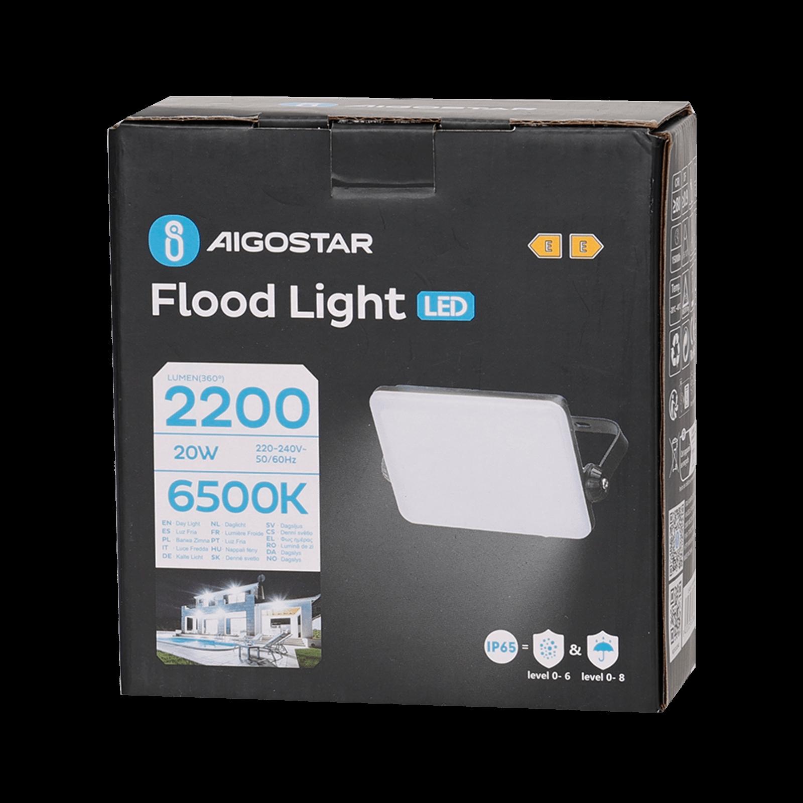 LED Frosted Cover Floodlight with Black Housing, 20W, 6500K