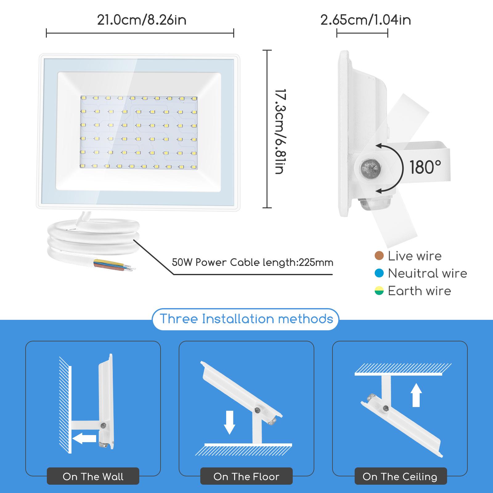 LED Ultracienki reflektor biały 50W (Odlewanie ciśnieniowe) (50W,4000K,IP65)