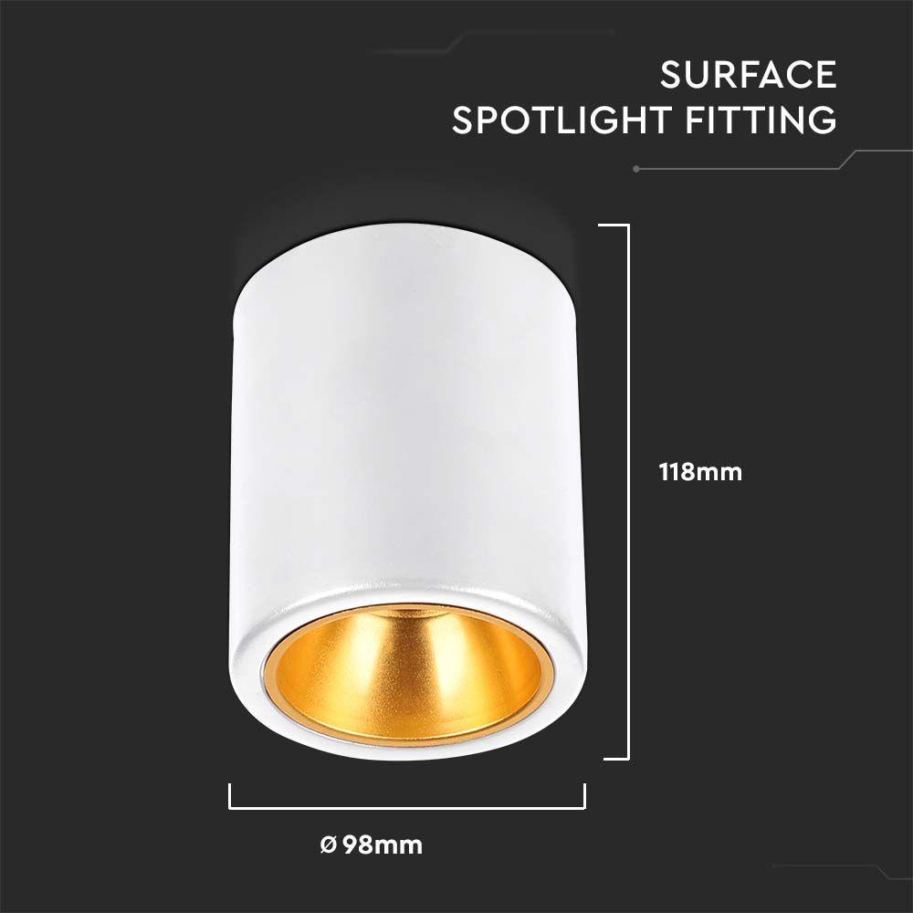 VT-978 SURFACE MOUNTED GU10 FITTING ROUND WHITE