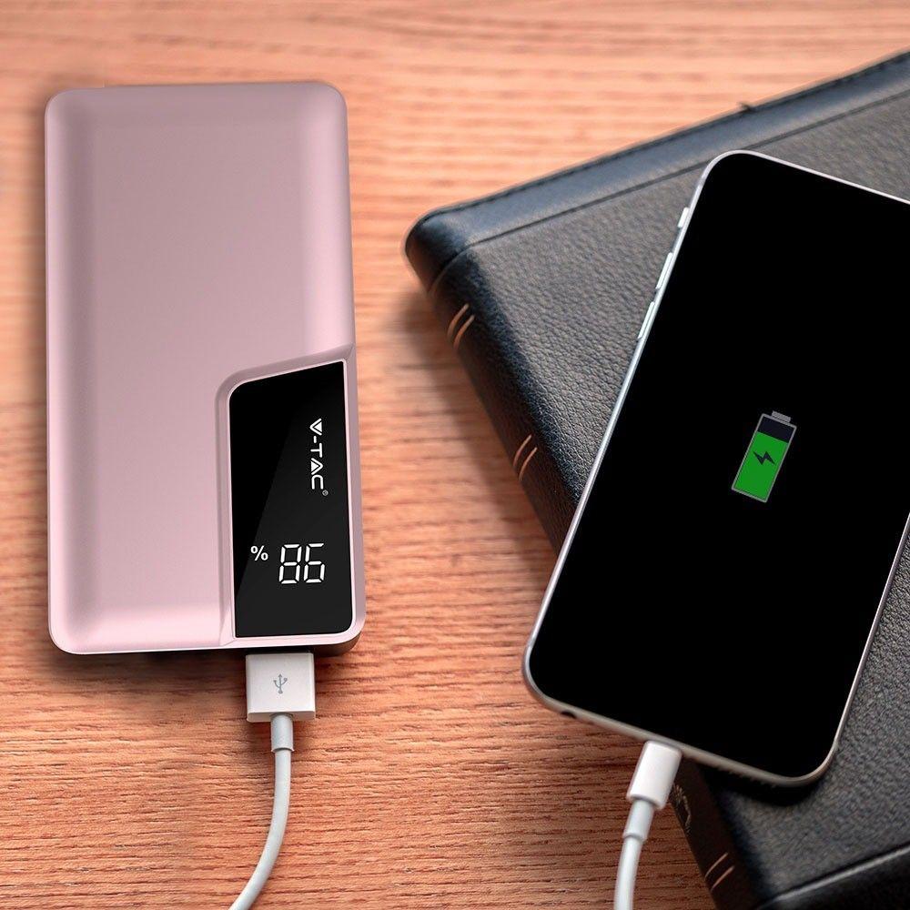 VT-3511 10000mah POWER BANK WITH DIGITAL DISPLAY & USB TYPE-C-ROSE GOLD