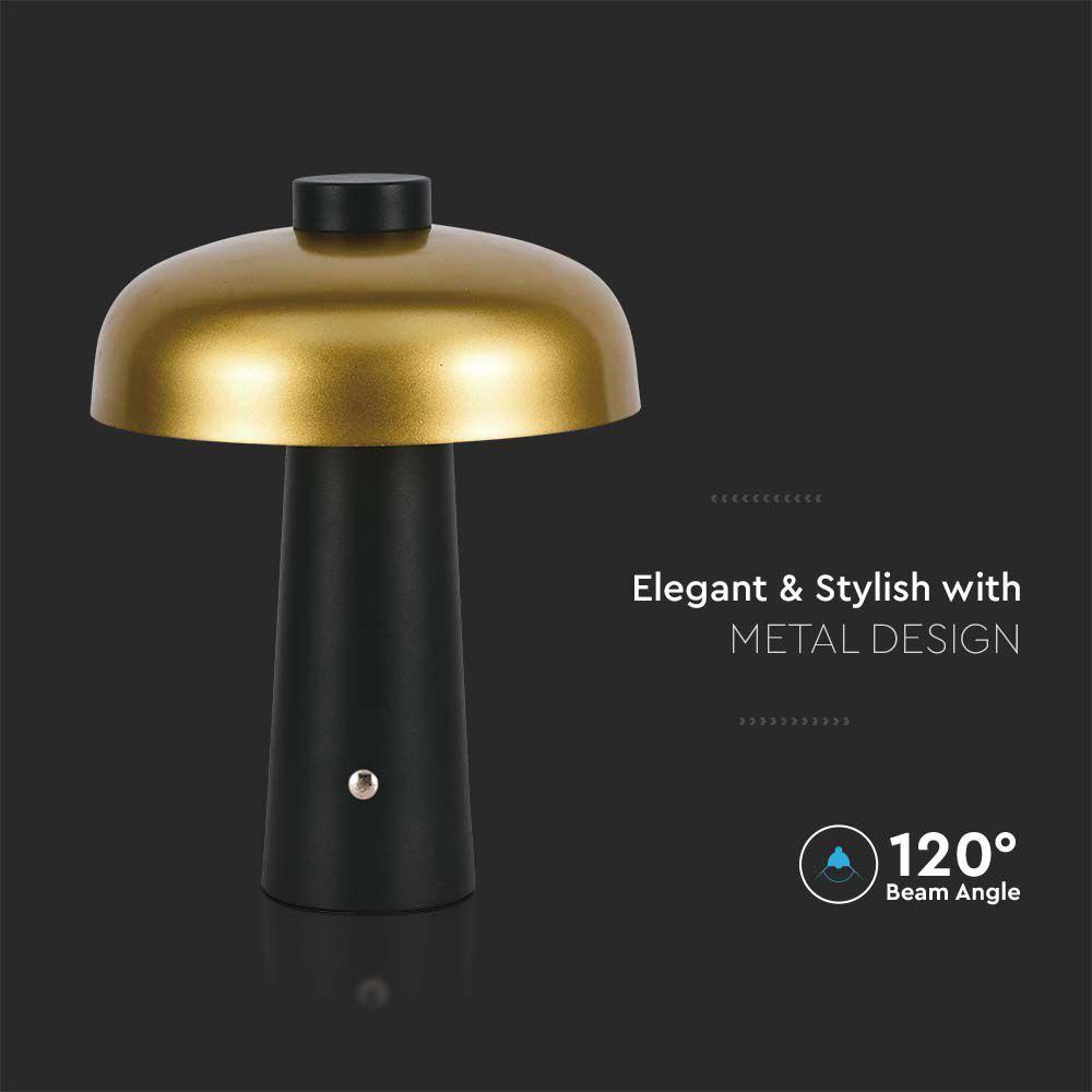 VT-1050 LED TABLE LAMP-1800mAH BATTERY D:300x390 3IN1 GOLD+BLACK BODY