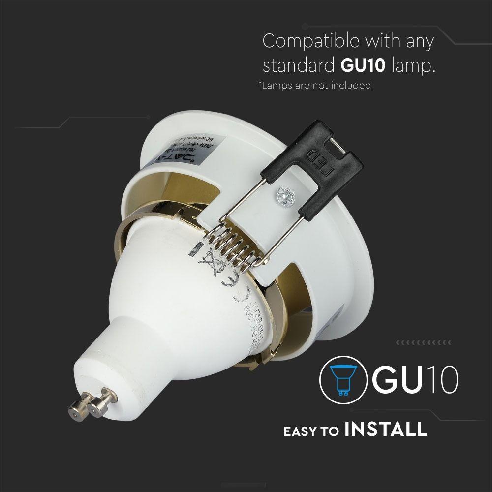 VT-872 GU10 FITTING ROUND-WHITE+GOLD