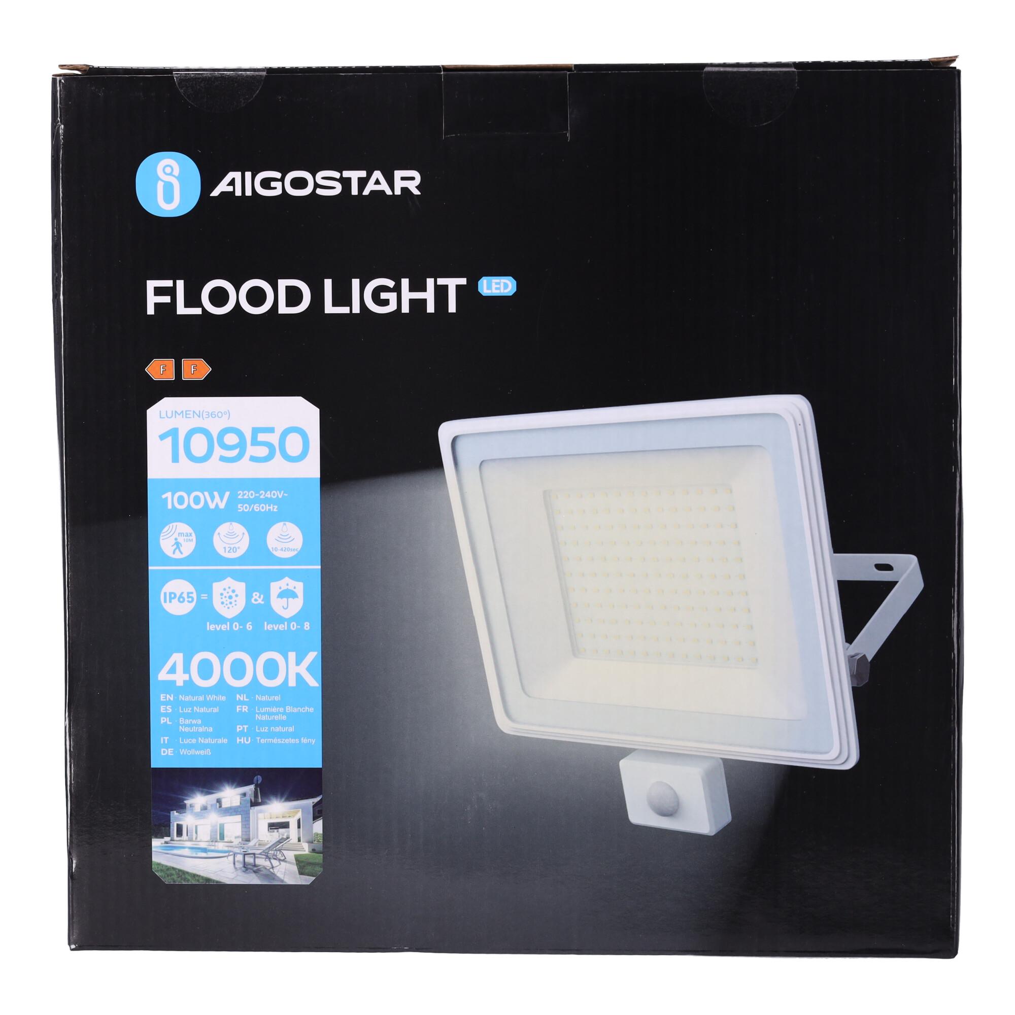 LED Slim Floodlight with Sensor White 100W (Die-casting)