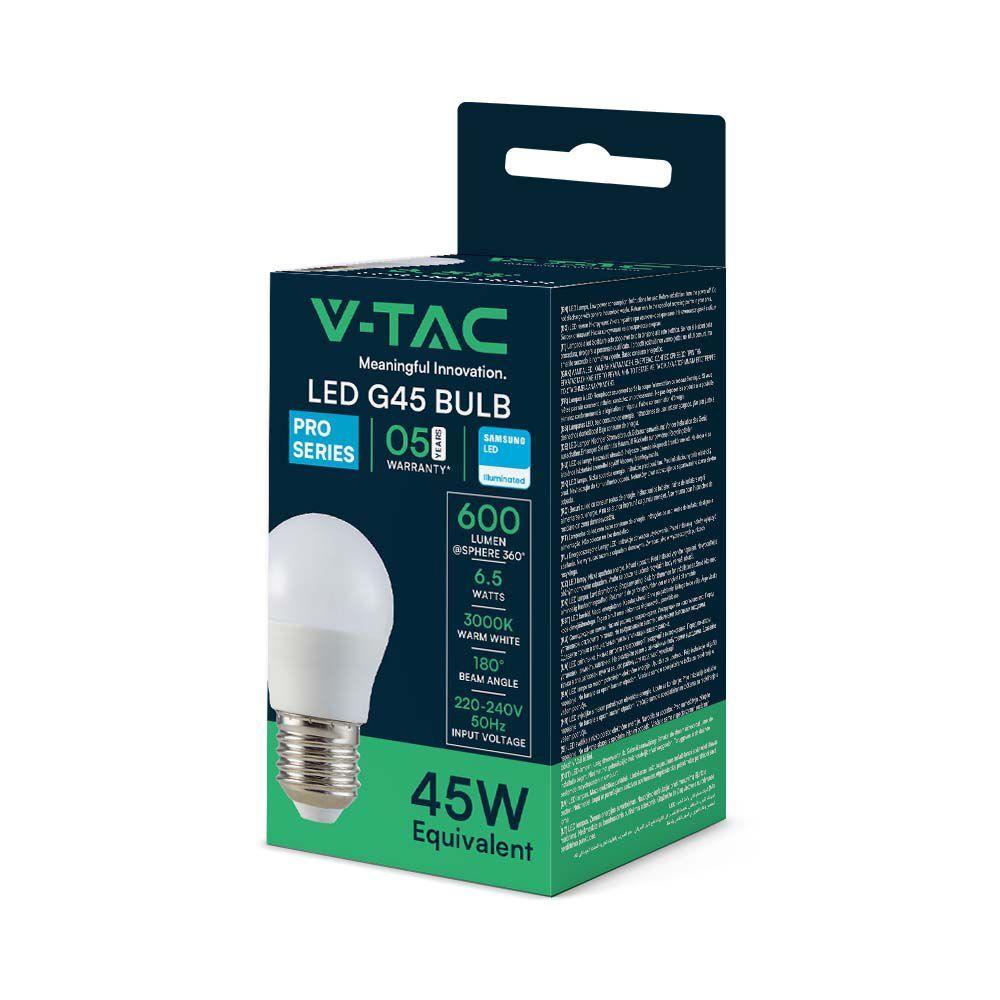 VT-290 6.5W G45 PLASTIC BULB SAMSUNG CHIP 3000K E27