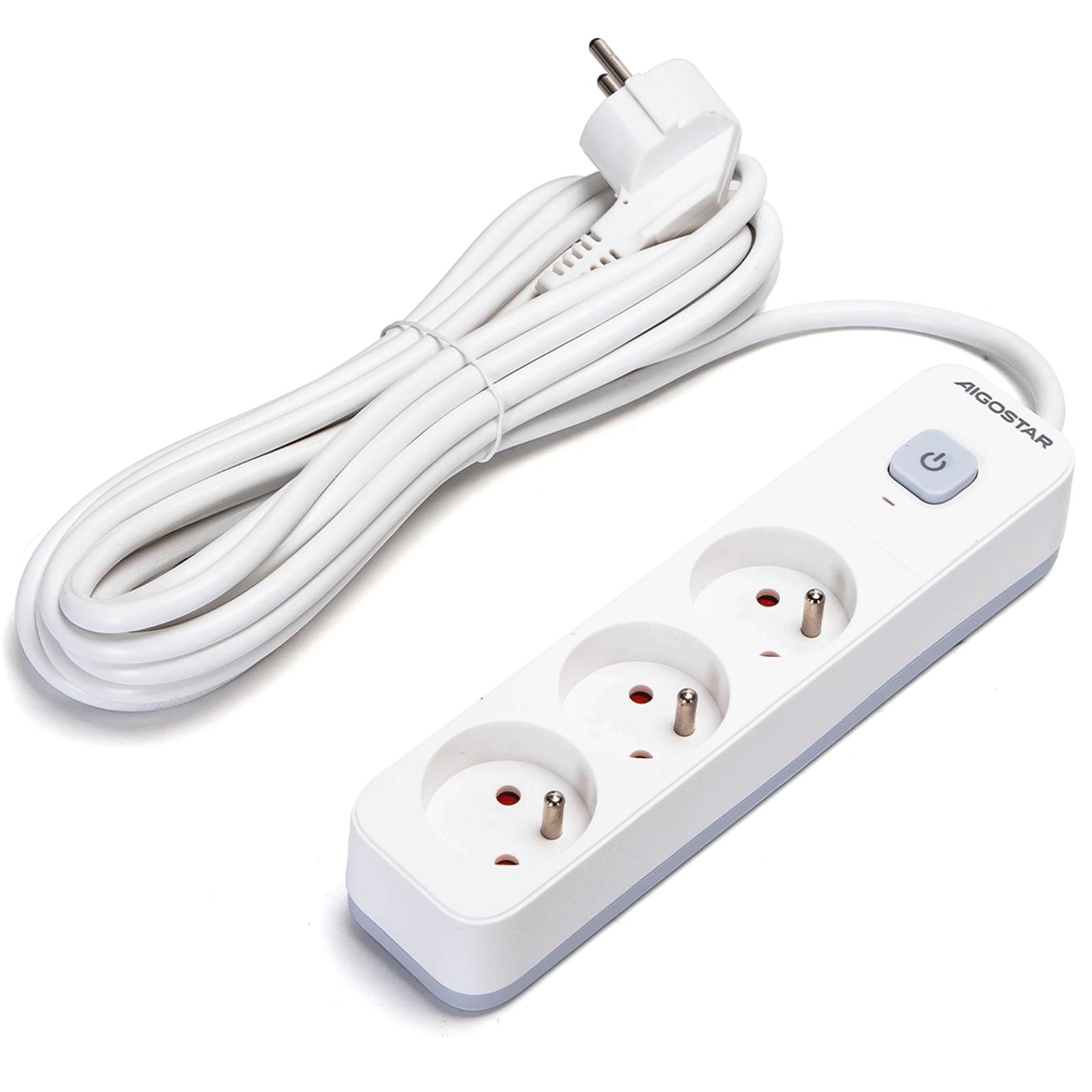 Power strips 3-way 5m H05VV-F 3G1.0m㎡ White and Gray