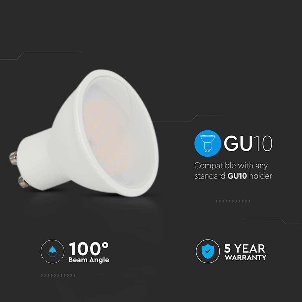 VT-205 4.5W GU10 SMOOTH PLASTIC SPOTLIGHT SAMSUNG CHIP 6500K 110'D