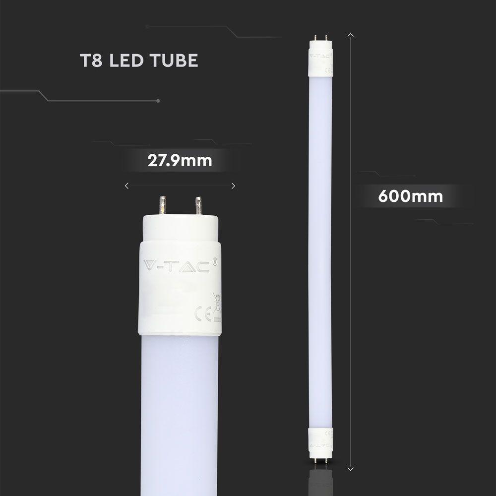 VT-6072 10W T8 LED PLASTIC TUBE NON ROTATABLE-60CM 3000K G13