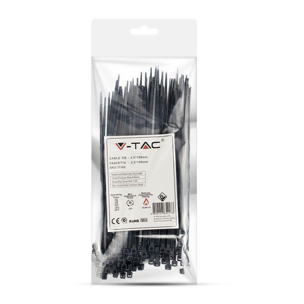 CABLE TIE 2.5*150mm BLACK (FLAMABILITY MATERIAL RATING - UL94-V2) 100PCS/PACK