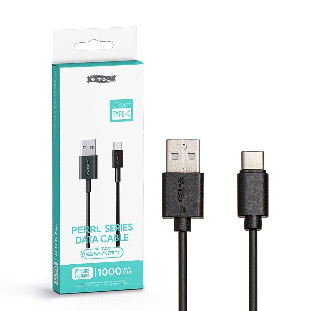 Przewód USB typ: C, 1m, Czarny, VTAC, SKU 8483