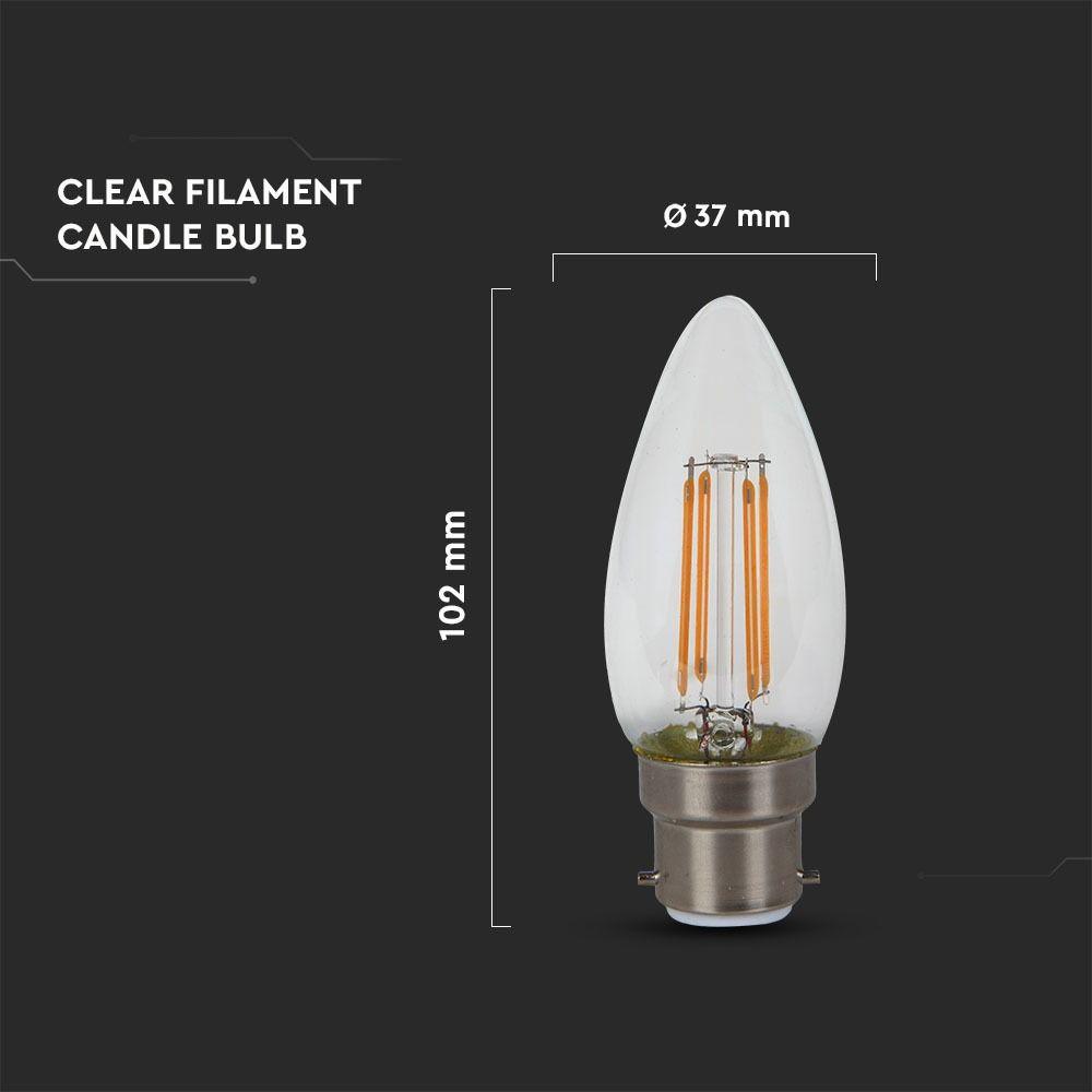 VT-222 4W CANDLE FILAMENT BULB -CLEAR GLASS SAMSUNG CHIP 3000K B22