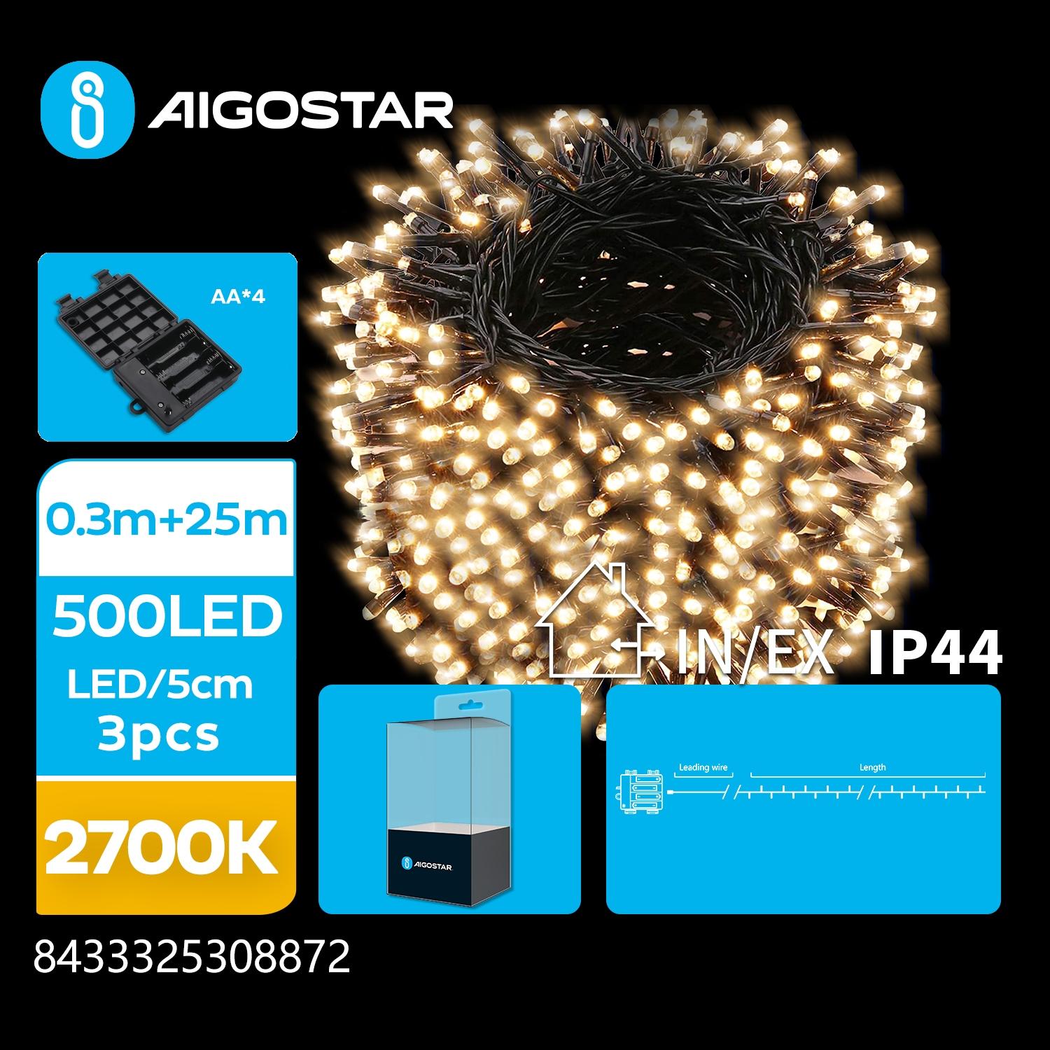 4AA battery flat string lights, 0.3m+25m