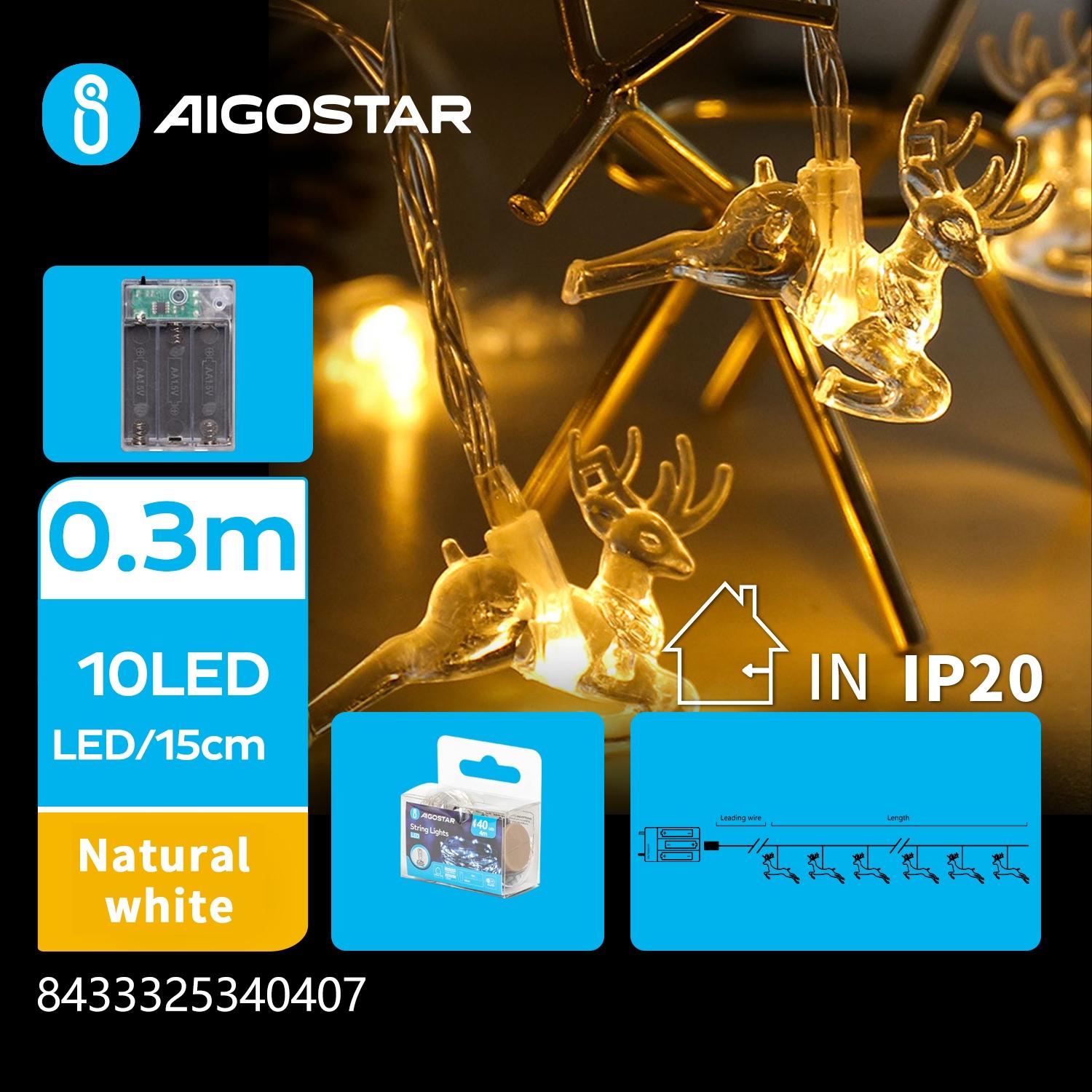 3AA battery string lights - pendant deer, warm white, 1.5m