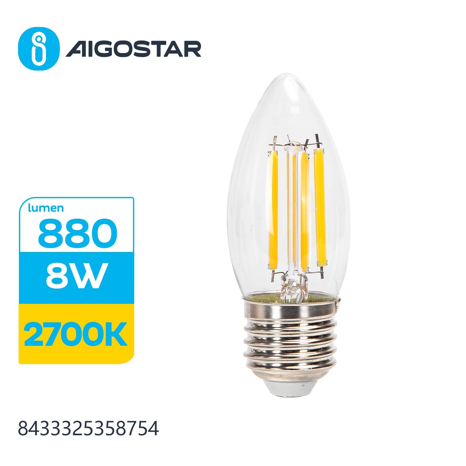 LED Filament Bulb (Clear) C35 E27 8W