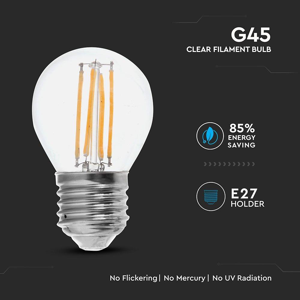 VT-2386 6W G45 LED FILAMENT BULB-CLEAR GLASS 4000K E27(130LM/WATT)