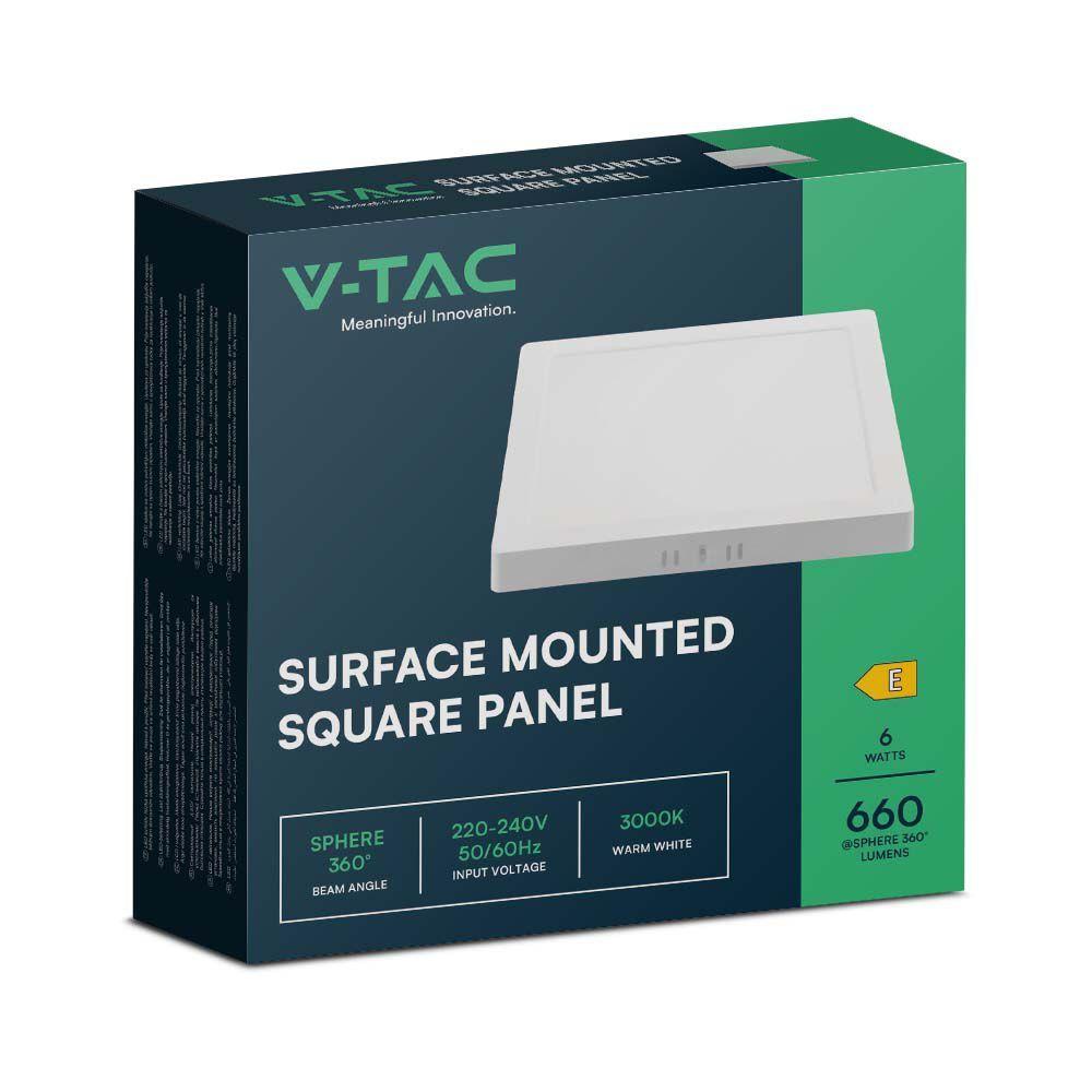 VT-60006 6W BACKLIT SURFACE MOUNTED PANEL 6500K SQ