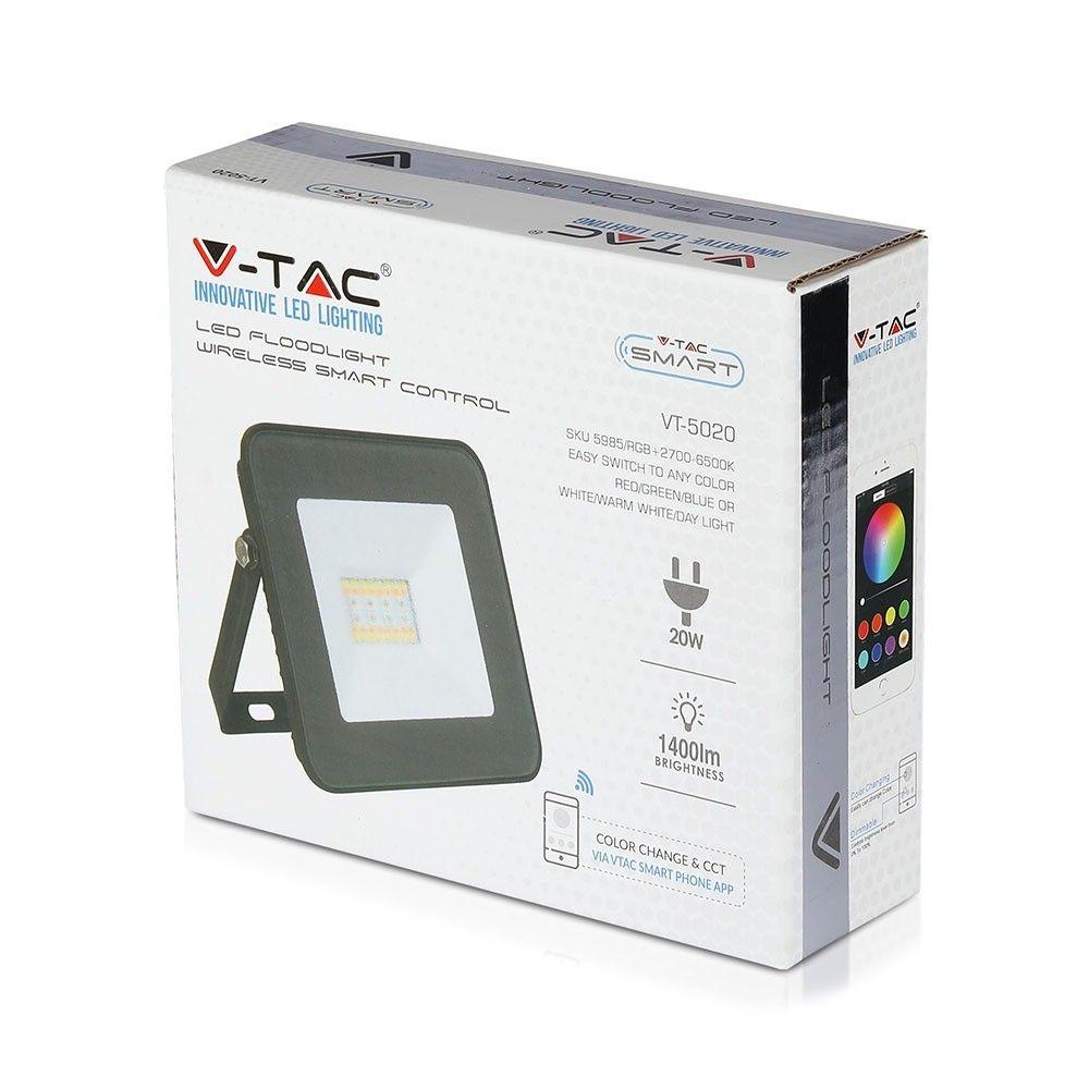 VT-5020 20W LED BLUETOOTH FLOODLIGHT RGB+3IN1 CCT-BLACK BODY (DIMMABLE VIA APP)